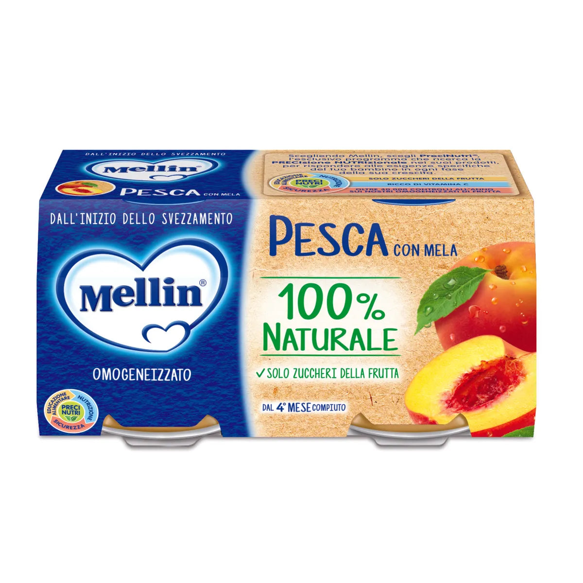Mellin Omogeneizzato Pesca con Mela 2x100 gr