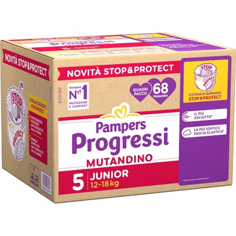 Pampers mutandino progressi quadripack tg 5 Junior 12-18 kg