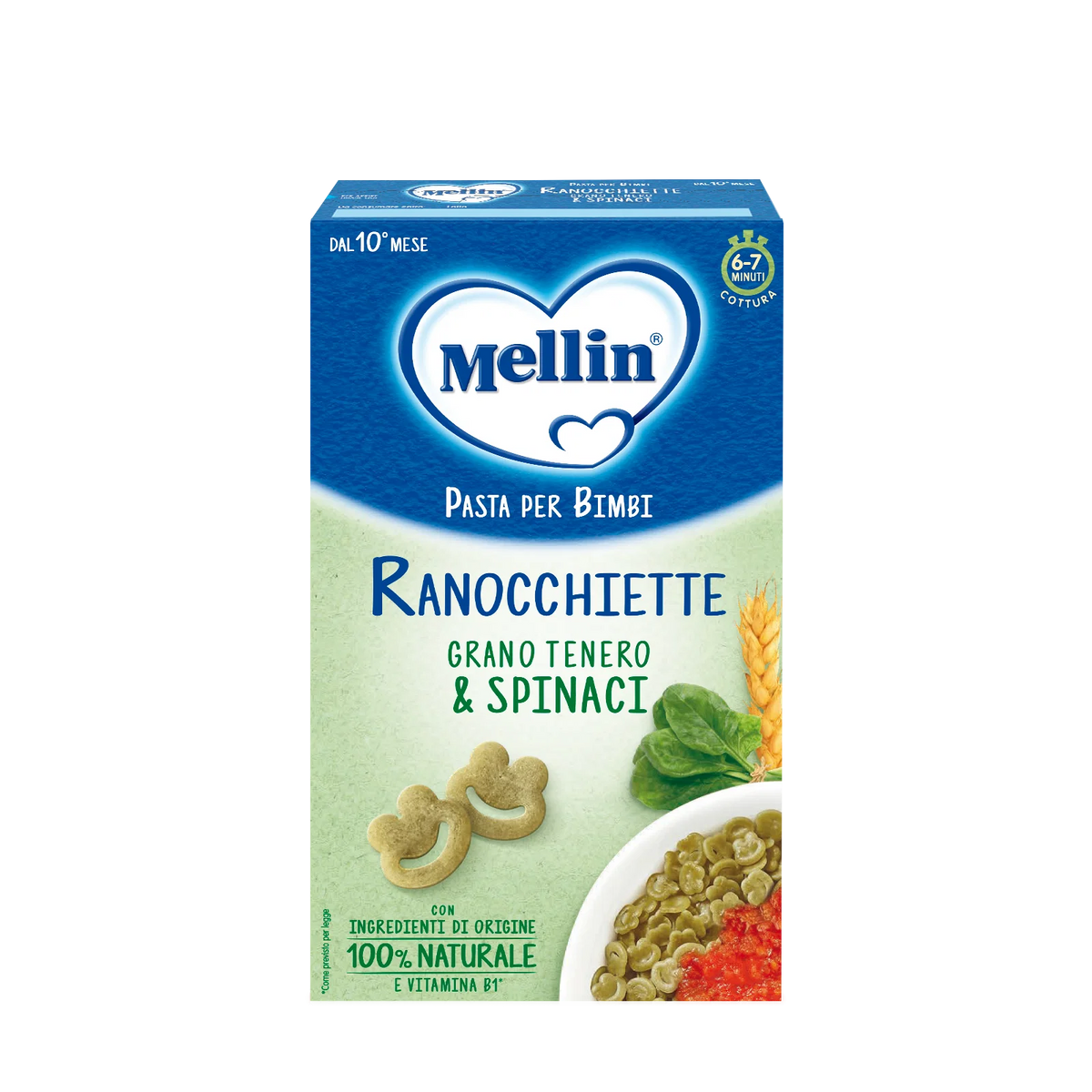 Mellin Ranocchiette con Grano Tenero e Spinaci Confezione da 280g