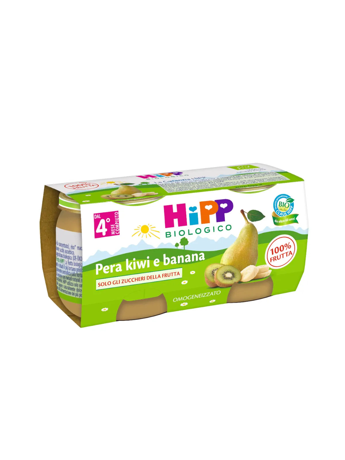 Hipp Omogeneizzato Kiwi, Banana e Pera 2x80g