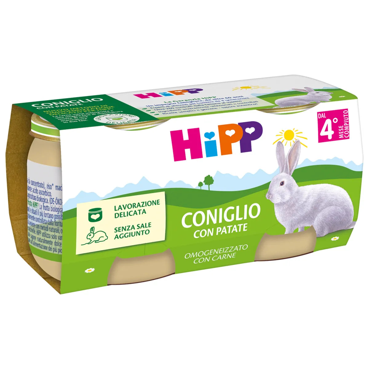 Hipp Omogeneizzato Biologico Coniglio con Patate 2x80g