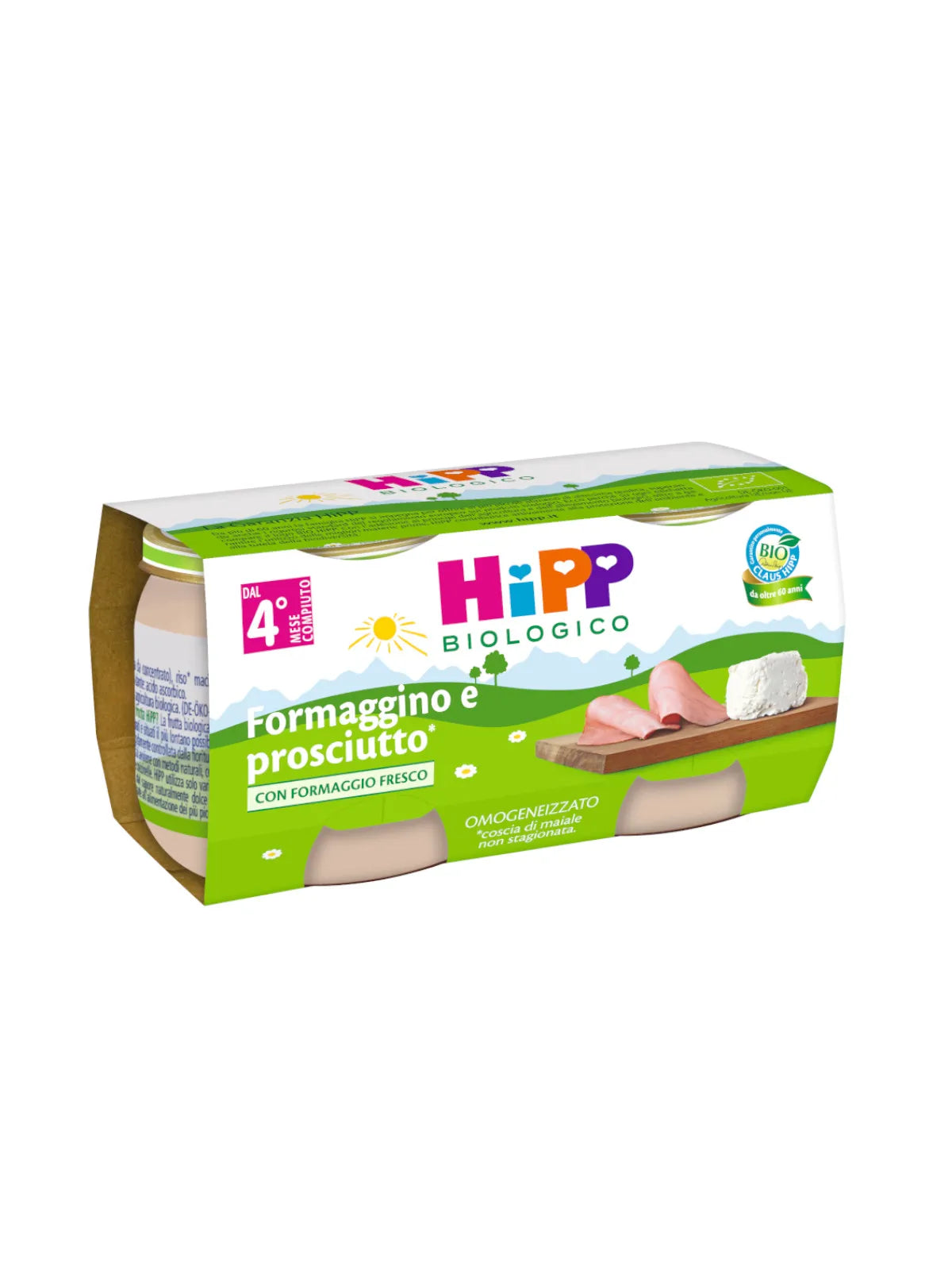 Hipp Omogeneizzato Biologico Formaggino e Prosciutto 2x80g