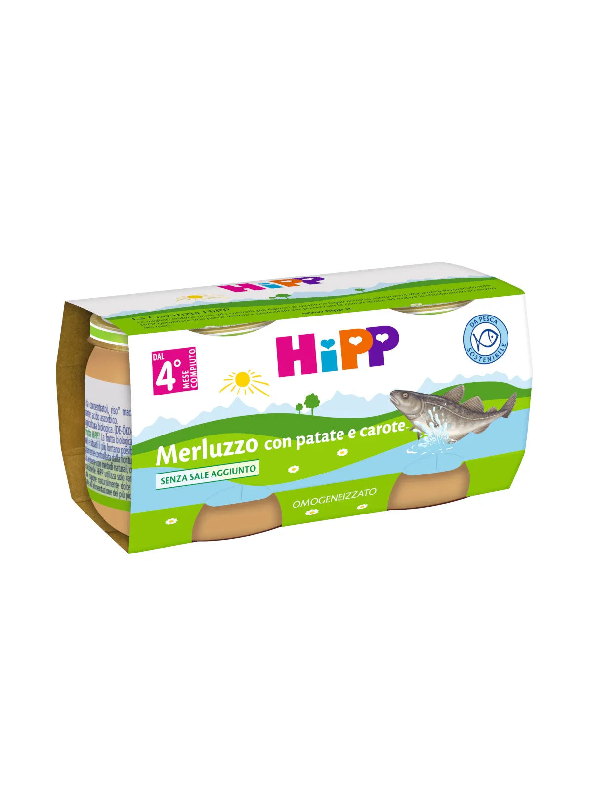Hipp Omogenizzato Biologico Merluzzo con Patate e Carote 2x80g
