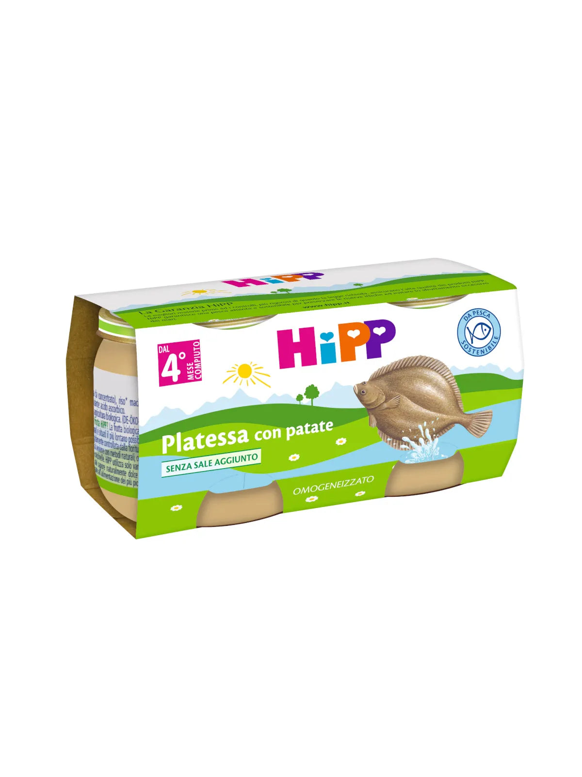 Hipp Omogeneizzato Biologico Platessa con Patate 2x80g