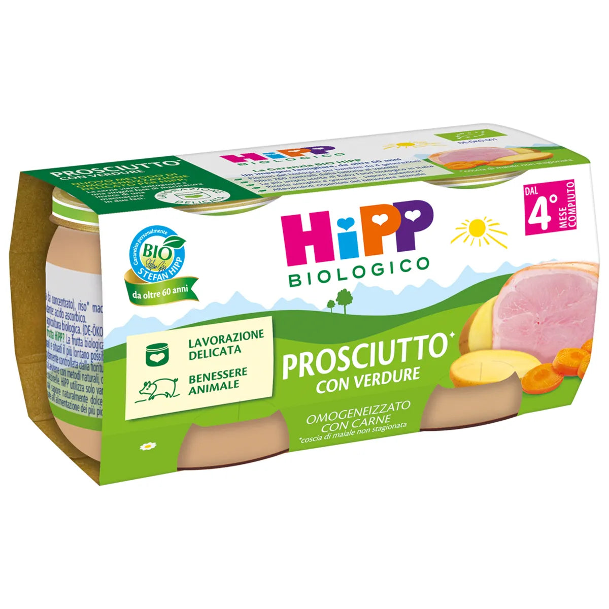 Hipp Omogeneizzato Biologico Prosciutto con Verdure 2x80g