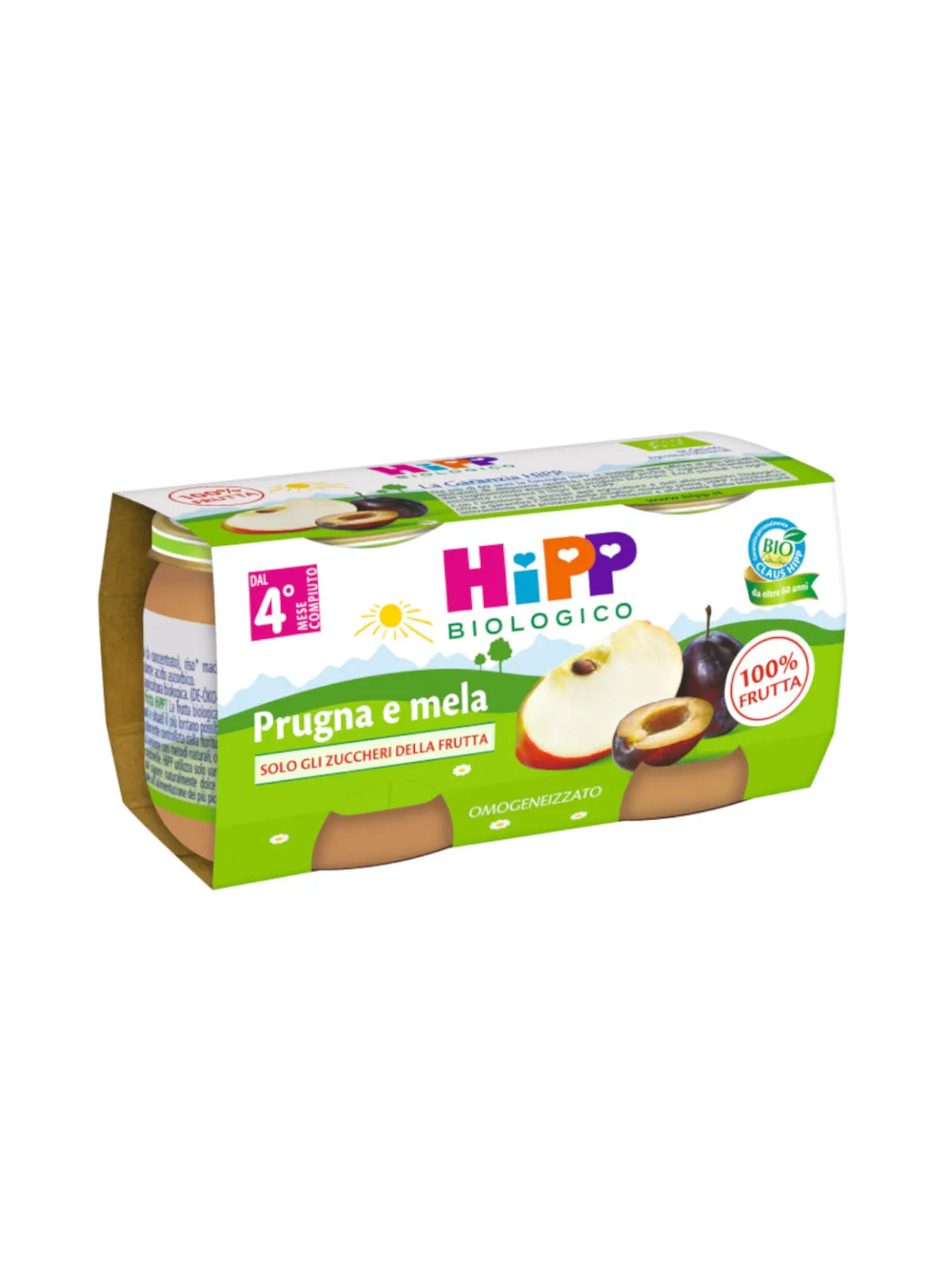 Hipp Omogeneizzato Biologico Prugna e Mela 2x80g