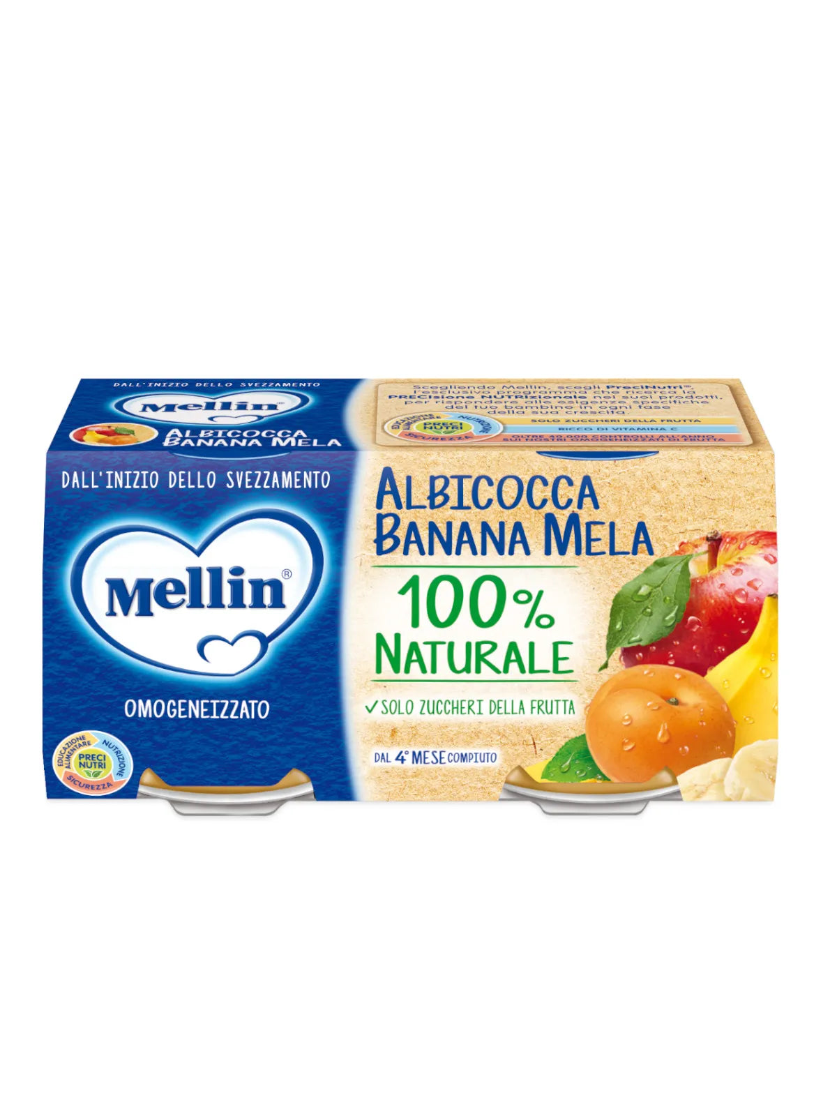Mellin Omogeneizzato Albicocca Banana Mela 2×100 gr
