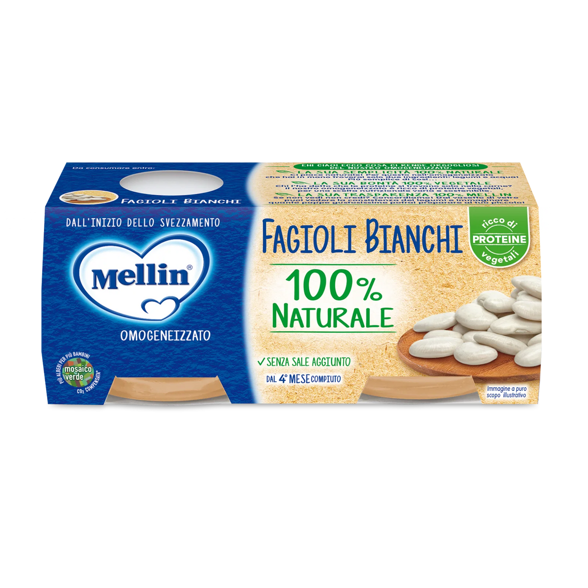 Mellin Omogenizzato Fagioli Bianchi 2x80 gr