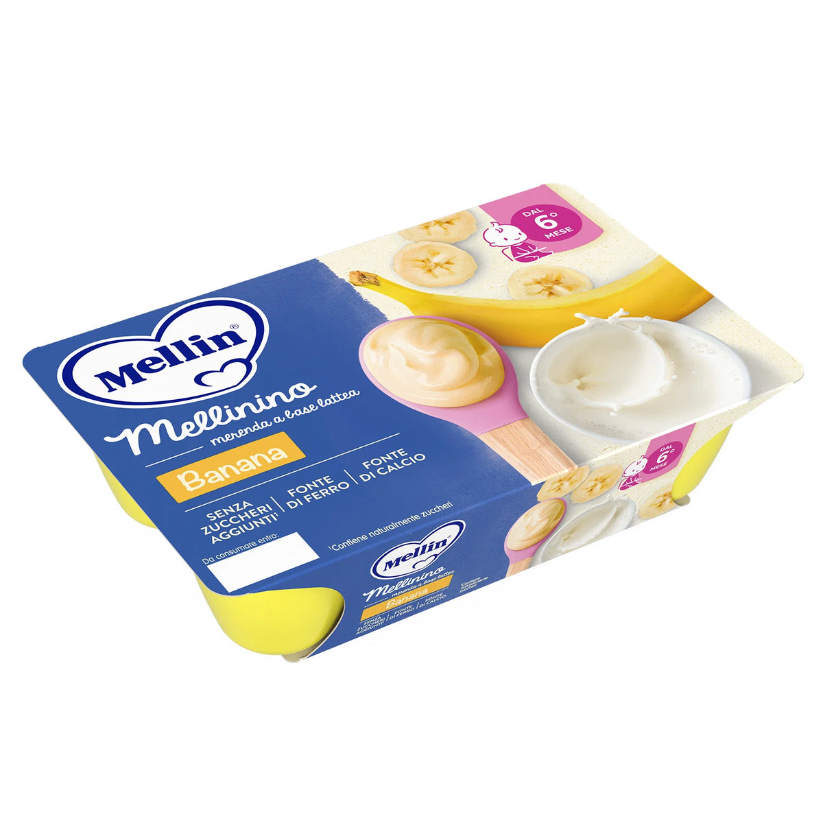 Mellin Mellinino Banana, merenda a base lattea 6x55g