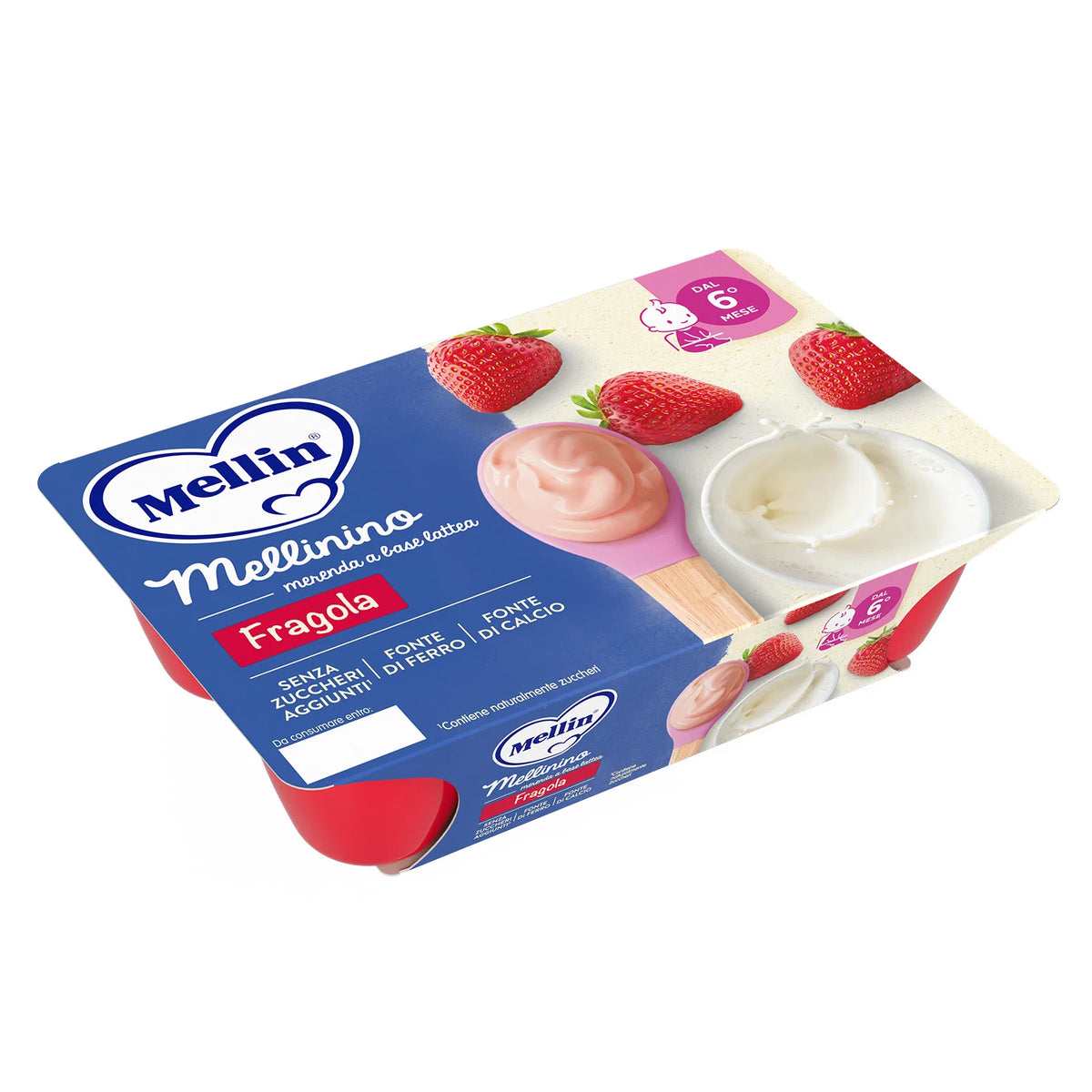Mellin Mellinino Fragola, merenda a base lattea 6x55g
