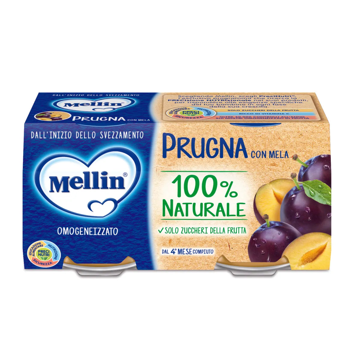 Mellin Omogeneizzato Prugna con Mela 2x100 gr