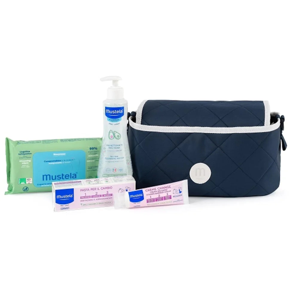Mustela Organizer Passeggino Kit Salviette + Fluido + Pasta Cambio 3 Pezzi