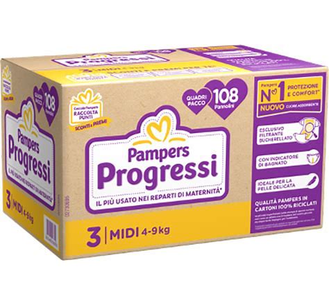 Pampers pannolino progressi quadripack tg 3 Midi 4-9 kg