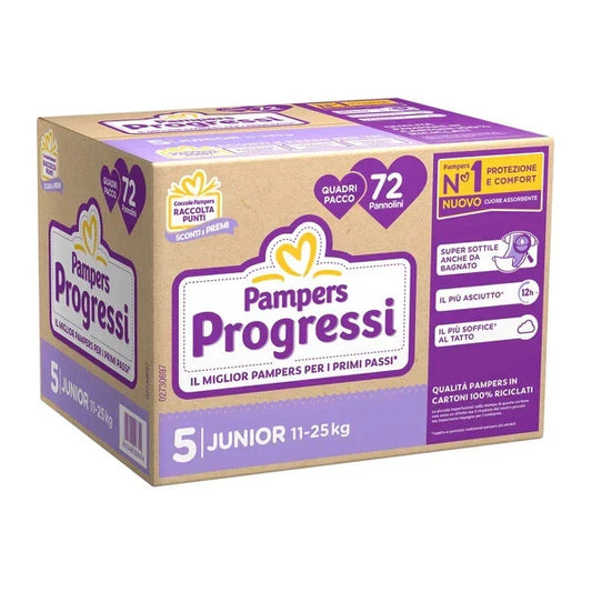 Pampers pannolino progressi quadripack tg 5 junior 11-25 kg