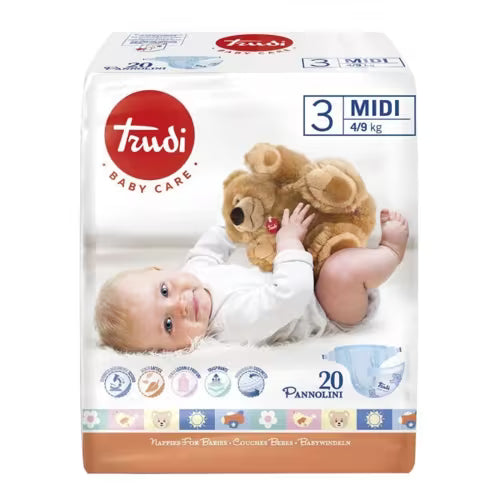 Trudi Pannolini Tg. 3 Midi (4-9 Kg) 20 Pezzi